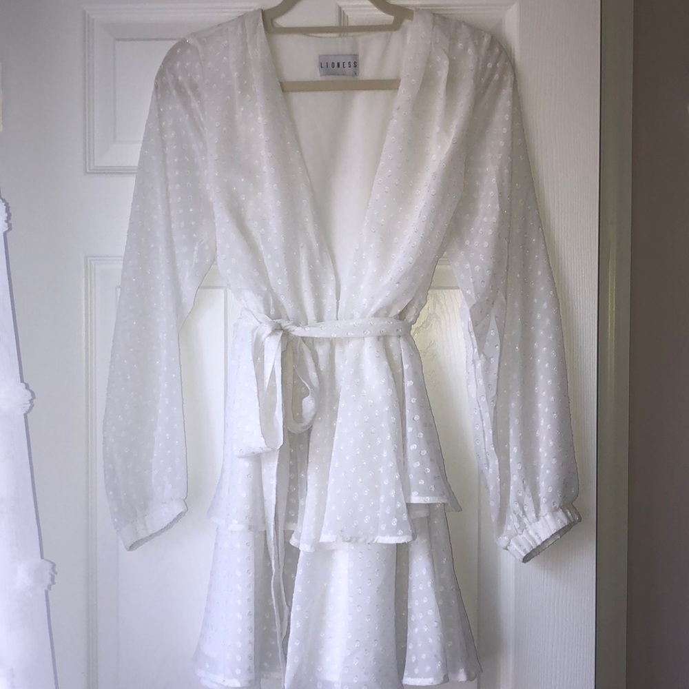White flows dress